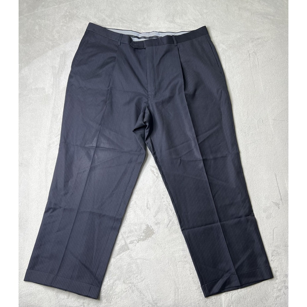 TOMMY HILFIGER Modern Fit Stretch Navy Sharskin Dress Pants R 42.5 100% Wool